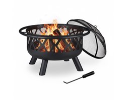 Vuurschaal met vonkenscherm - met pook - Ø 75 cm - staal