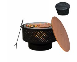 Vuurschaal - metaal - 43xØ66 cm - zwart en naturel