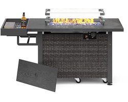 Vuurtafel 52 inch met glazen windscherm en opslag - 50000 BTU buiten vuurkorf