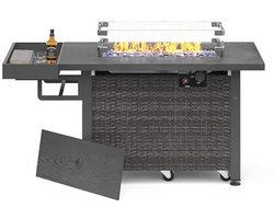 Vuurtafel 52 inch met glazen windscherm en opslag - 50000 BTU buiten vuurkorf