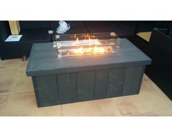 Vuurtafel Block Terrasverwarmer Antraciet Wash steigerhout 60x120x50cm