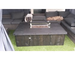 Vuurtafel Block Terrasverwarmer Black Wash steigerhout 100x150x50cm