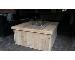 Vuurtafel Block Terrasverwarmer Gebruikt steigerhout 100x100x50cm