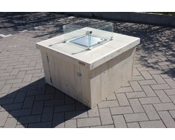 Vuurtafel Block Terrasverwarmer Nieuw, Blank steigerhout 80x80x50cm