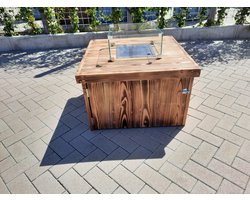 Vuurtafel Block Terrasverwarmer Orange BurnD Douglas hout 80x80x50cm