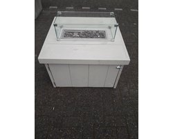 Vuurtafel Block Terrasverwarmer White Wash steigerhout 80x80x50cm
