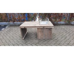 Vuurtafel ''Split'' Terrasverwarmer Gebruikt steigerhout 80x120x55cm
