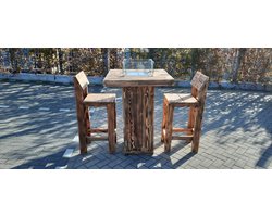 Vuurtafel Sta tafel set "Celebration" van Douglas BurnD hout 80x80cm - 3 delige set - Kruk Back