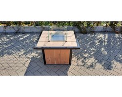 Vuurtafel Tree Terrasverwarmer met Zwart Staal Douglas hout 84x84cm