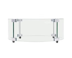 Vuurtafel Windscherm - Rond Glazen Vlamscherm - Ø74 cm x 21,4 cm - 6 mm Gehard Glas - Voor Propaangas Vuurtafel/Vuurkorf - Transparant