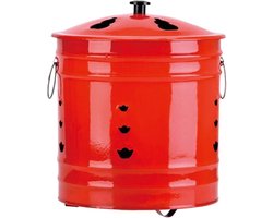 Vuurton met Deksel - Brandvat Buiten - Afval Verwerken - Vonkvrij Ontwerp - 27.5 cm - Zwart