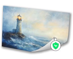 Vuurtoren op ruige kustlijn - Vuurtoren wanddecoratie - Wanddecoratie architectuur - Impressionisme - Woonkamer poster - Kunst - poster 70x50 cm