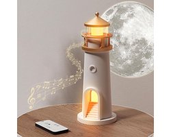 Vuurtorendecoratie, vuurtoren geschikt voor ledverlichting, vuurtorenlamp geschikt voor maanprojectie, bakenlamp geschikt voor afstandsbediening en Bluetooth, kerst-, verjaardags-, Thanksgiving- of Valentijnsdagcadeau, 24 x 7 cm [Klassiek ontwerp]
