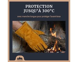 Vuurvaste Handschoenen - Leer - Hittebescherming - Ergonomisch Ontwerp - Voor Houtkachels en Barbecues