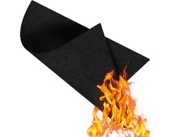 Vuurvaste mat 30 cm × 30 cm, hittebestendig tot 1200 °C, vuurvast tapijt voor houtkachel, vuurvast tapijt, grillmat, hittebestendig, zwart