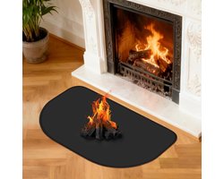 Vuurvaste Onderlaag - Haardmat Vloerbescherming - Bescherming Vuurhaard - Hittebestendig tot 1200°C - 80 x 50 cm - Zwart