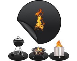 Vuurvaste Onderlegger - Herbruikbare Vuurmat - Terrashaard Beschermen - Hittebestendig Glasvezel - 50 cm Rond - Zwart