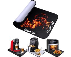 Vuurvaste onderlegger - Hittebestendige mat - 40×60cm - hittebeschermingsmat - antislipglasvezel-siliconen brandwerende mat- voor tafelblad - voor luchtfriteuse, magnetron, keukenwerkblad - zwart