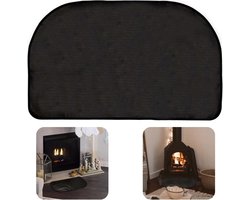 Vuurvaste Openhaardmat - 107x60 cm - Halfronde Vloerbeschermmat - Hittebestendige Grillmat voor Houtkachel - Bescherming voor Binnen en Buiten - Zwart