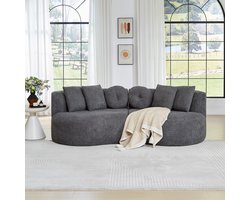 VVBV 3-Zitsbank - Modulair Ontwerp, Halvemaanvorm, Ergonomisch, Compressie-Design - Grijs, Chenille