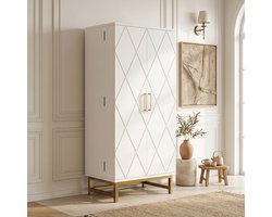 VVBV Dressoir 60x40x130 cm - Verstelbare Planken, Opbergruimte, Met Planken - Wit, Spaanplaat