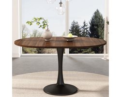 VVBV Ovale Uitschuifbare Eettafel 100/140x100x75 cm - Ruimtebesparend, MDF, Modern Design - Walnoot