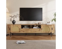 VVBV TV-meubel met Voor Woonkamer, Rotanlook - Opbergruimte, Schuifdeuren, Deuren, Lades, Verstelbaar - Hout/Metaal