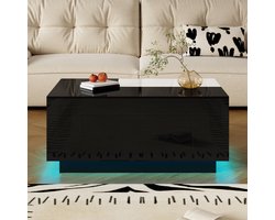 VVBV Woonkamertafel met Hoogglans, Opbergruimte - Voor Woonkamer, Voor Hal/Entree, LED-Verlichting - Zwart/Wit
