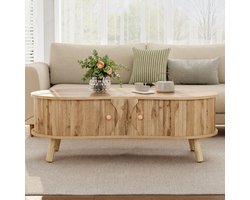VVBV Woonkamertafel met Voor Woonkamer, Ribbelfront - Schuifdeuren, Deuren - Massief Hout/MDF