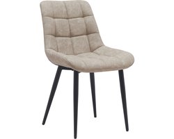 VVD eetkamerstoel - beige - zwart - metalen frame - industrieel - set van 2