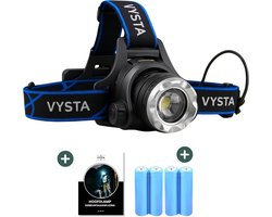 Vysta Professionele LED Hoofdlamp – Noodpakket – Militaire Hoofdlamp met Focusfunctie en 3 Lichtmodi – Waterresistent IP54 – 90° Kantelbaar – Verstelbare Hoofdband – Inclusief Batterijen en Handleiding
