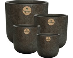 Vyveo - Bloempot Orena - Set van 4 - Goud metallic - Bloempot voor binnen en buiten - Lichtgewicht - Breukbestendig - Vorstbestendig - UV-bestendig