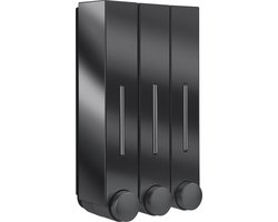 Waal© Zeepdispenser - Zeeppompje - Wandmontage - Hangend - Wand - Muur - 3 Reservoirs - 3 Kamers - 420ml - Zwart