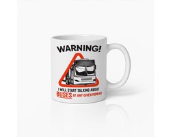 Waarschuwing Busliefhebber Mok 330ml | Grappige Koffiebeker Cadeau voor Buschauffeurs, Verzamelaars & Openbaar Vervoer Fans