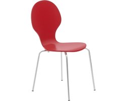 Wachtkamerstoel Stapelbaar - Stoel Hout - Ruimte Besparen - Ergonomisch Gevormd - 86 cm Hoog - Rood
