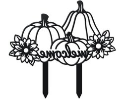 WADORN Herfst Pompoen Metalen Decoratieve Tuin Stakes, Grappig Welkom Herfst Metalen Outdoor Standbeelden Herfst Oogst Silhouet Ornament Geschenken Welkom Yard Sign voor Thanksgiving Party Herfst