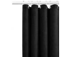 Wafel douchegordijn - Anti Schimmel - 80 x 180 cm - Inclusief ringen - Badkamer Accessoires - Cube Design - Waterdicht - Voor badkamer en toilet - Zwart