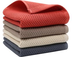 Wafeldoek - Keukendoek - Vaatdoek - Katoenen Schoonmaakdoek - Absorberend En Sneldrogend - 33 x 33 cm - 4 Stuks