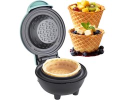 Wafelkommen Maker - IJshoorntjes Machine - Desserts Maken - Efficiënte Verticale Opslag - 17x13x17 cm - Blauw