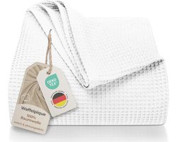 Wafelpiqué Sprei 150 x 200 cm - Lichte Katoenen Deken voor Bed en Bank - Creatieve Plaid in Wit