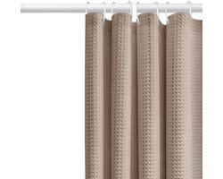 Wafelstof waterdicht douchegordijn met plastic douchegordijnringen - schimmelwerend textiel douchegordijn - zwaar douchegordijn - geschikt voor badkamers met douche - 1,5 m * 2 m (breedte * hoogte)-Kaki