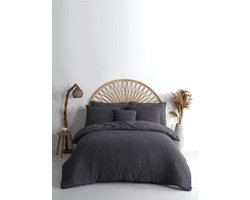 Waffle Nero Striped Classics Design Duvet Cover Set – Soft Antracite 100% Cotton Ranforce Double Size - Waffle Nero Striped Classics Design Dekbedovertrekset – Zacht Antraciet 100% Katoen Ranforce Tweepersoonsmaat
