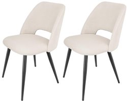 WAFTING Eetkamerstoelen, set van 2, corduroy stoel met dikke corduroy spons, gevoerd, eettafelstoelen met aparte metalen poten, voor eetkamer, woonkamer, slaapkamer en ontvangst, beige