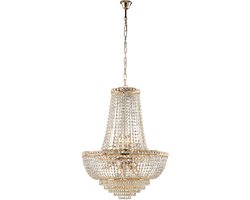 Wagner - Kroonluchter in ijzer en goudmessing met strass steentjes 11 lichts 142 - Ø62 - BL266-11-OR