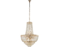 Wagner - Kroonluchter in ijzer en goudmessing met strass steentjes 8 lichts 133 - Ø52 - BL266-8-OR