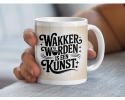 Wakker worden is een kunst Mok, Koffiemok met tekst, Creatieve Mok, Cadeau Idee, Unieke Koffiekop, Retro Design Mok