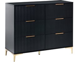WALCOTT - Ladekast met 6 lades - Zwart - MDF