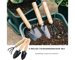 Waledano® 3-Delige Tuingereedschap Set - Geschikt voor tuinieren - planten - Mini Troffel, Harkje en Transplanter - Opgelet Mini Set - Tuinsetje
