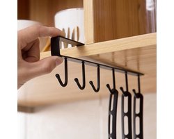 Waledano® Ophanghaken - IJzeren Haken - Ophangrek - Keukengerei - Ophangen Zonder Boren - Handdoekhouder - Glazen Houder - Kopjes Houder - Zwart