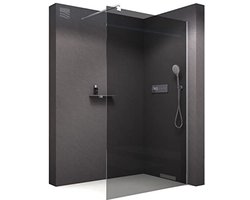 Walk-In Douchecabine 160 x 200 cm - Grijze Veiligheidsglas Wand
